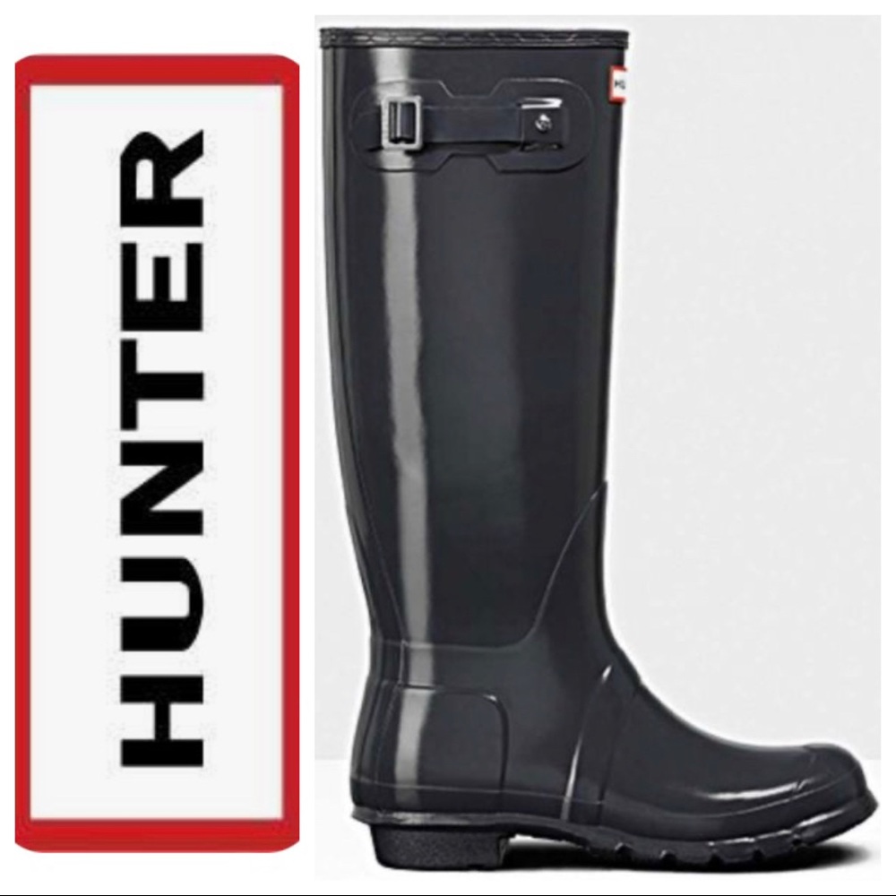 Hunter Original Tall Gloss Boots! Slate Gray